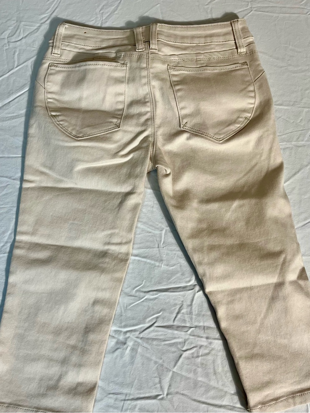 Hybrid & Company Cream Denim Capri Pants Low Rise Cropped Jeans Junior 1 24 Y2K